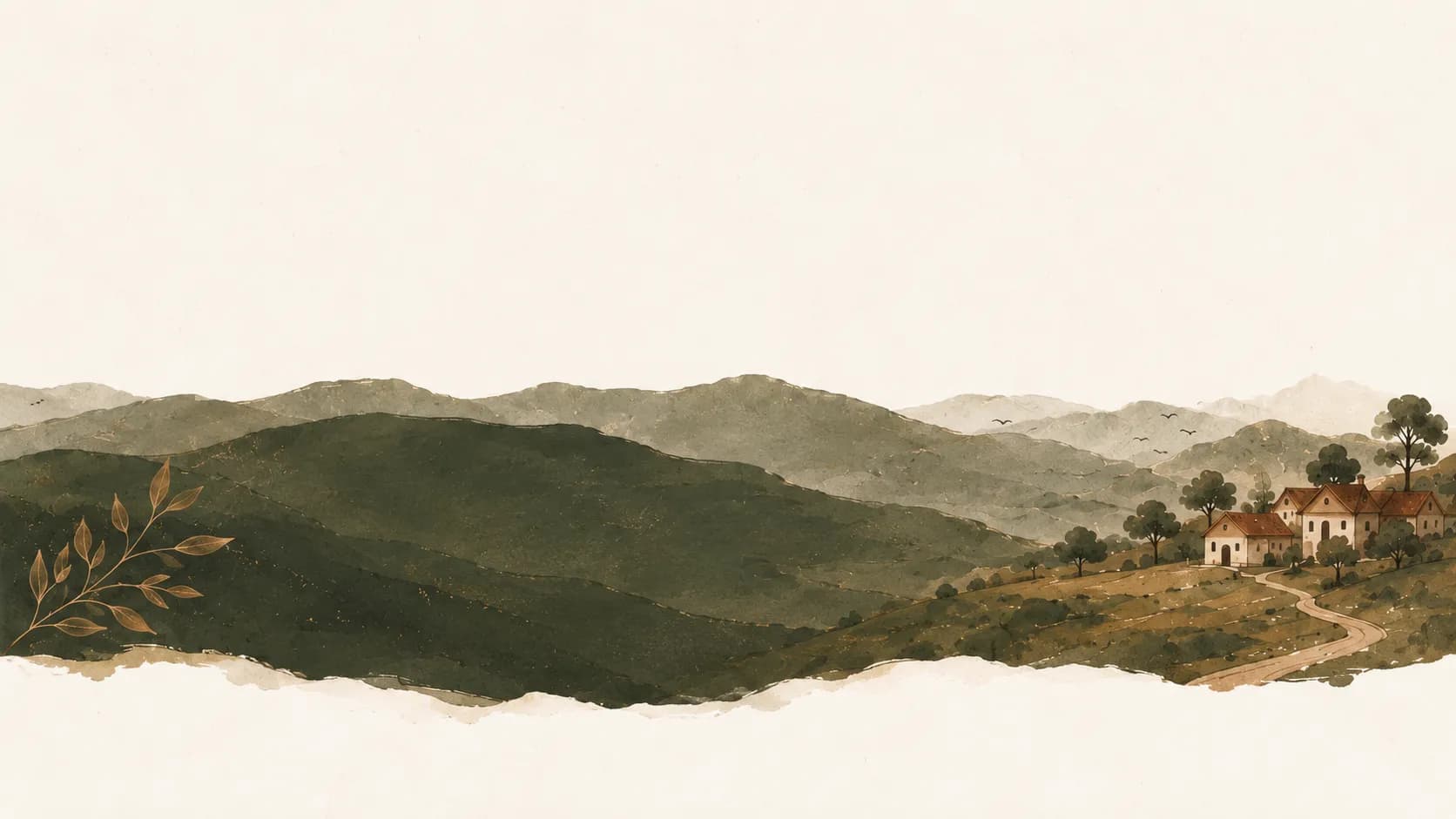Village in rolling green hills
